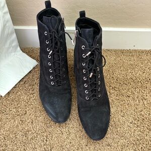 Tate Black Suede Lace-Up Ankle Boots